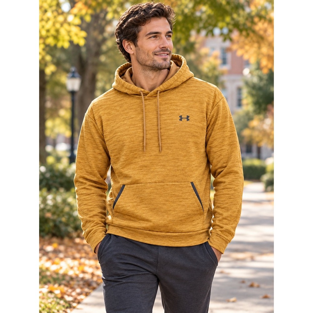 NWOT Under Armour Mens XL Gold Heather Loose Fit Sweatshirt Casual Streetwear